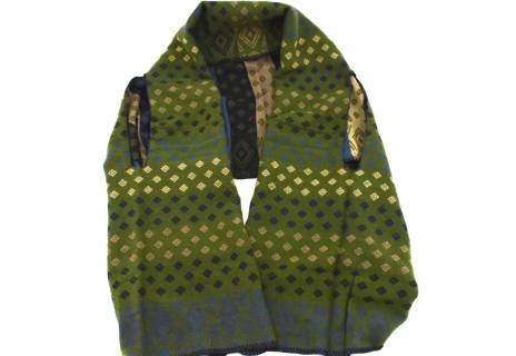 Moderní oboustranná šála/pončo -- tmavě zelená