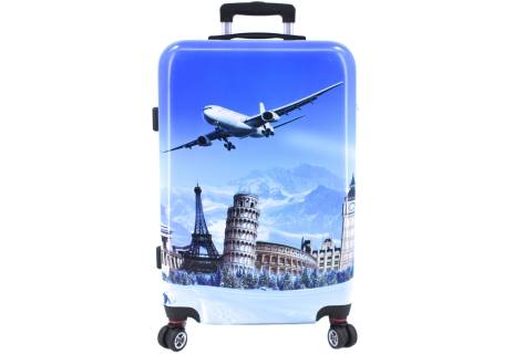 Cestovní kufr skořepinový na čtyřech kolečkách Arteddy - Letadlo (M) 70l