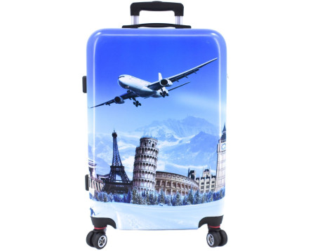 Cestovní kufr skořepinový na čtyřech kolečkách Arteddy - Letadlo (M) 70l