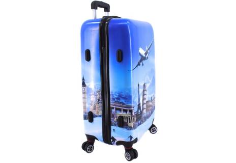 Cestovní kufr skořepinový na čtyřech kolečkách Arteddy - Letadlo (M) 70l