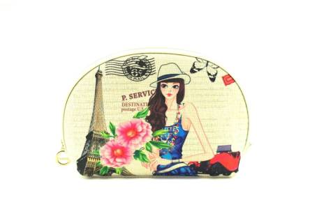 Dámská/dívčí kosmetická etue s potiskem (XL) - krémová