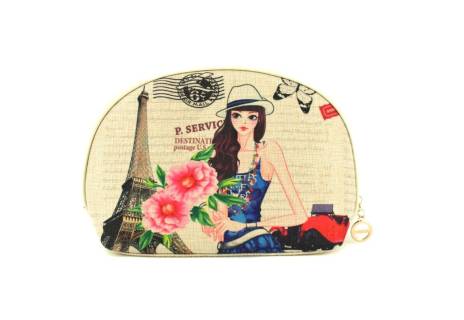 Dámská/dívčí kosmetická etue s potiskem (XL) - krémová