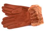 Elegantní zateplené dámské rukavice ozdobené kožešinou