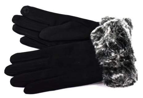 Elegantní zateplené dámské rukavice ozdobené kožešinou