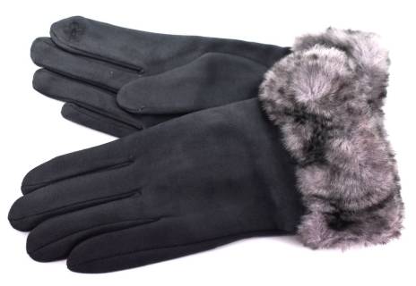 Elegantní zateplené dámské rukavice ozdobené kožešinou