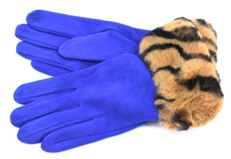 Elegantní zateplené dámské rukavice ozdobené kožešinou