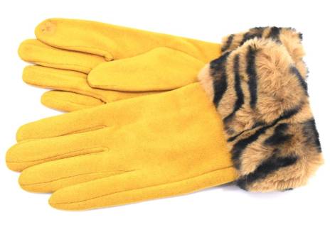 Elegantní zateplené dámské rukavice ozdobené kožešinou