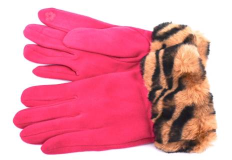 Elegantní zateplené dámské rukavice ozdobené kožešinou