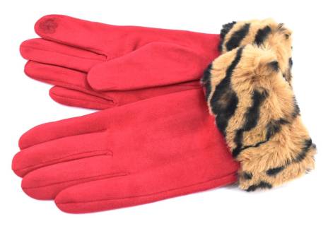 Elegantní zateplené dámské rukavice ozdobené kožešinou