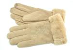 Zateplené dámské/dívčí rukavice ozdobené kožešinou Arteddy - béžová