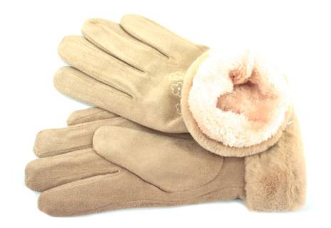 Zateplené dámské/dívčí rukavice ozdobené kožešinou Arteddy