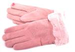 Zateplené dámské/dívčí rukavice ozdobené kožešinou Arteddy - růžová