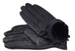 Pánské zateplené kožené rukavice - černá
