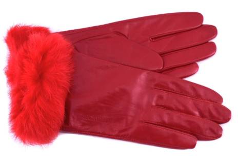 Dámské kožené rukavice B.Cavalli ozdobené kožešinou