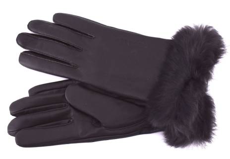 Dámské kožené rukavice B.Cavalli ozdobené kožešinou