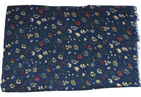 Dámský šátek s květovaným vzorem - tmavě modrá