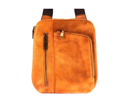 Kožená taška přes rameno crossbody - camel