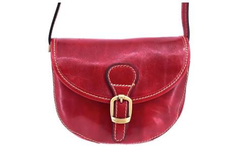 Dámská kožená crossbody kabelka s klopnou