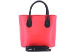 Luxusní dámská kožená kabelka Shopper - červená/černá