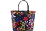 Moderní kožená kabelka s květovaným vzorem Shopper - černá