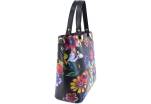 Moderní kožená kabelka s květovaným vzorem Shopper - černá