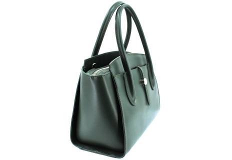 Dámská kožená kabelka Shopper - tmavě zelená