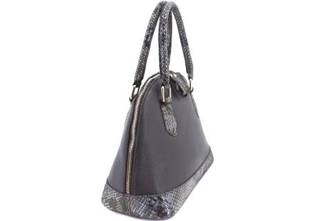 Moderní dámská kožená kabelka Arteddy s hadím vzorem - tmavě hnědá