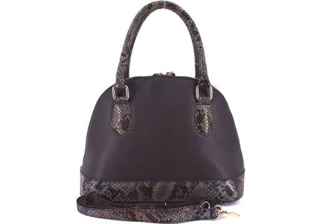 Moderní dámská kožená kabelka Arteddy s hadím vzorem - tmavě hnědá