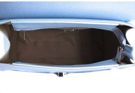 Luxusní dámská kožená kabelka Shopper - světle modrá