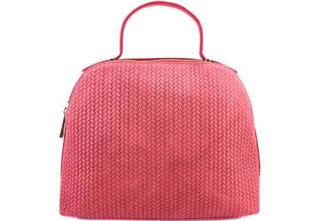 Luxusní dámská kožená kabelka Shopper - světle červená