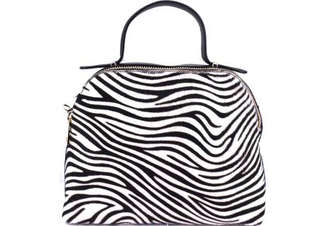 Luxusní dámská kožená kabelka Shopper (zebra)- černá/bílá