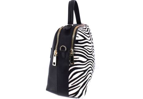 Luxusní dámská kožená kabelka Shopper (zebra)- černá/bílá