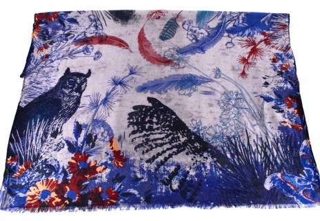 Moderní dámský šátek s potiskem - modrá/šedá