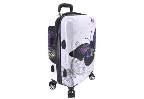 Cestovní kufr na čtyřech kolečkách Arteddy - motýl/bílá (M) 60l
