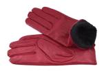 Dámské kožené zateplené rukavice -  červená
