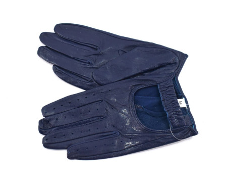 Dámské kožené rukavice do auta Arteddy - tmavě modrá (M)