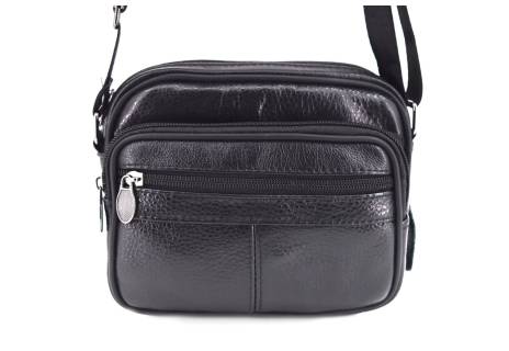 Pánská kožená taška přes rameno - černá