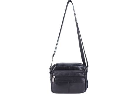Pánská kožená taška přes rameno - černá