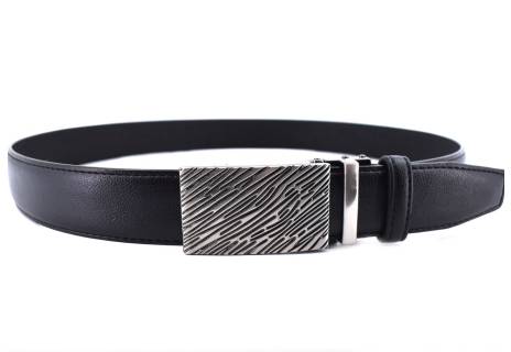 Pánský kožený opasek s plnou přezkou - černá