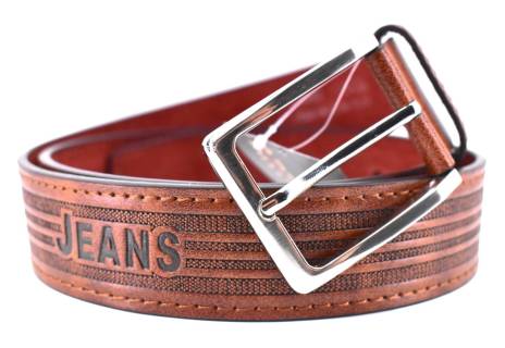 Moderní opasek z ekokůže Jeans - hnědá