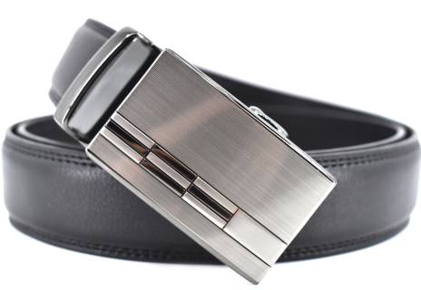 Pánský kožený opasek s plnou přezkou - černá