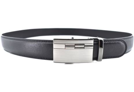 Pánský kožený opasek s plnou přezkou - černá