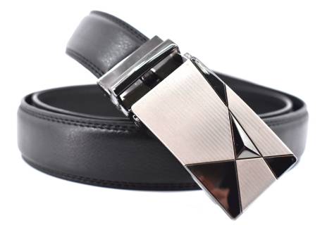 Pánský kožený opasek s plnou přezkou - černá /115