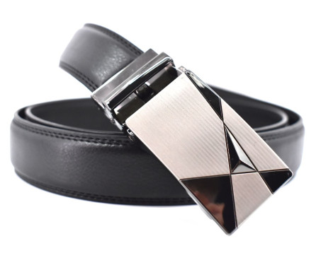 Pánský kožený opasek s plnou přezkou - černá /115