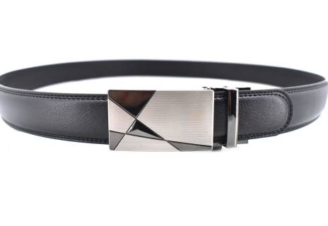 Pánský kožený opasek s plnou přezkou - černá /115