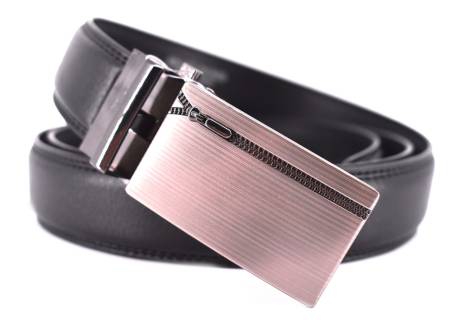 Pánský kožený opasek s plnou přezkou - černá /120