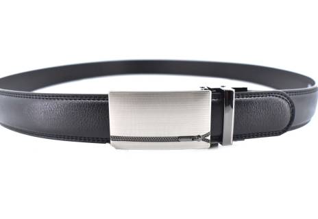 Pánský kožený opasek s plnou přezkou - černá /120