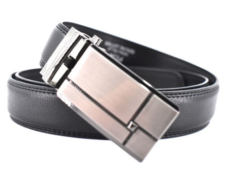 Pánský kožený opasek s plnou přezkou - černá /120