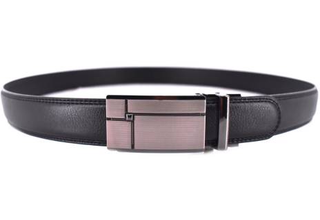 Pánský kožený opasek s plnou přezkou - černá /120
