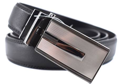 Pánský kožený opasek s plnou přezkou - černá
